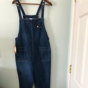 Soojun Women's Baggy Denim Bib Overalls Size S